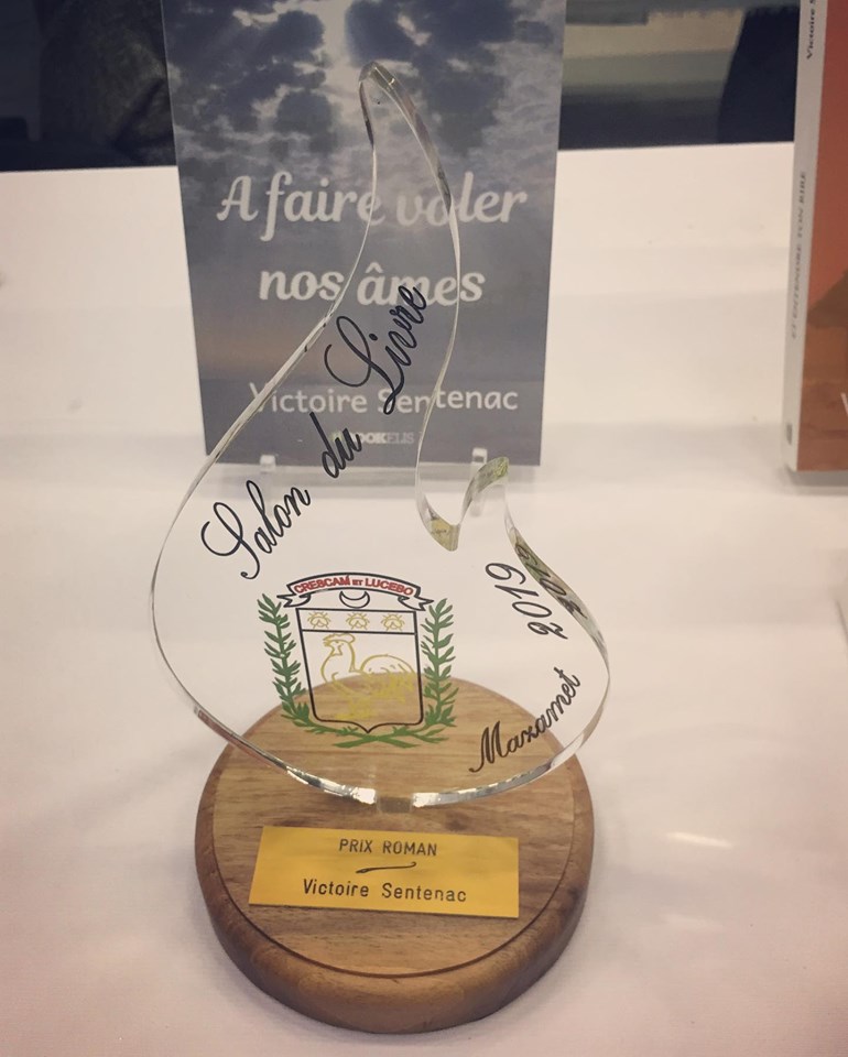 Récompense prix littéraire du Roman 2019 pour le roman À faire voler nos âmes de Victoire Sentenac